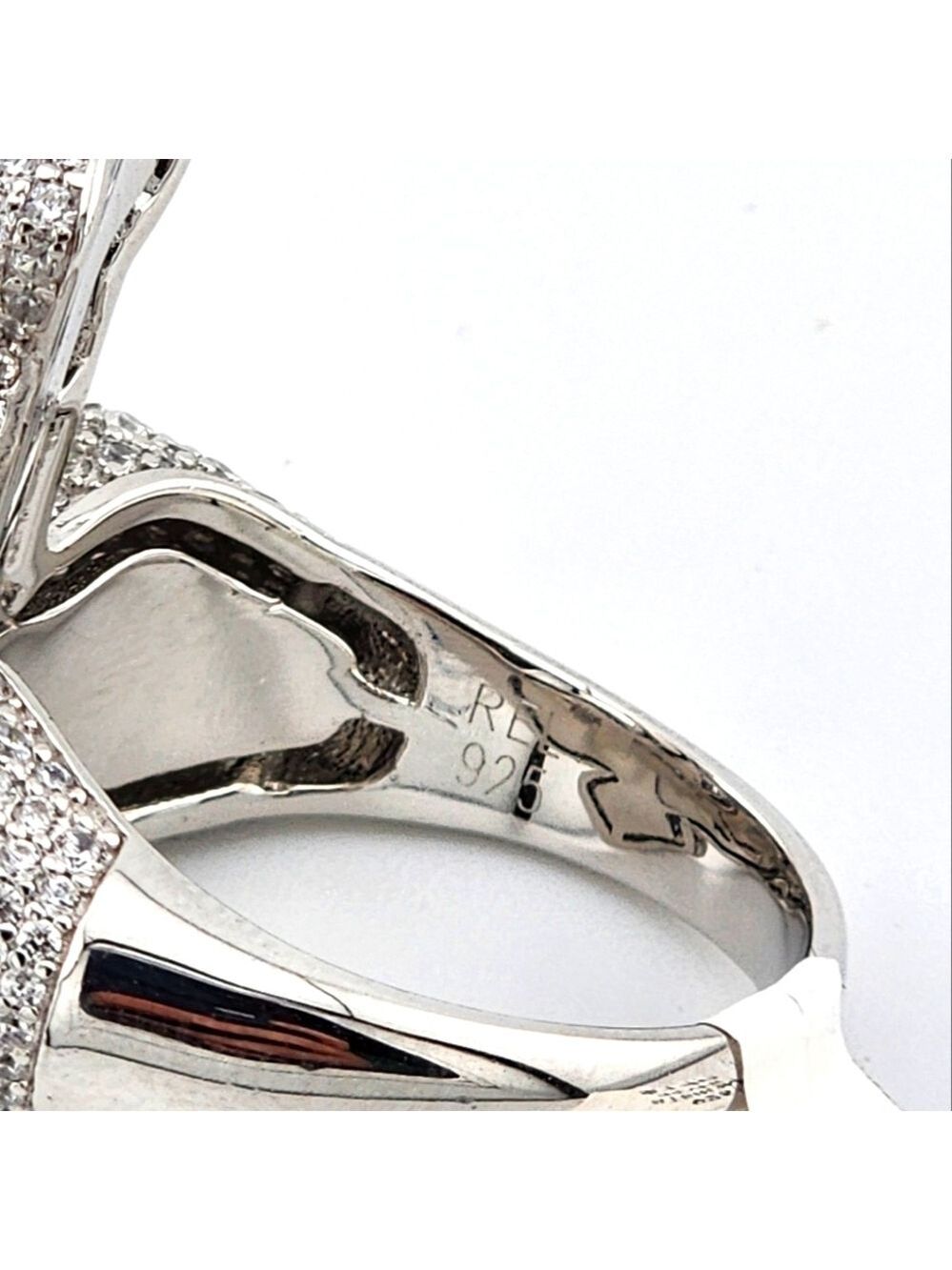 925 Silver Cross Ring Bugget and round cubic zirconia - Picture 6 of 9